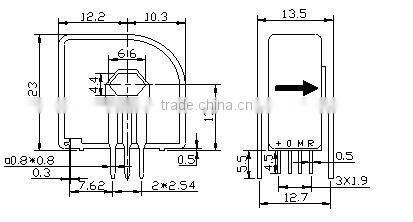 single power supply PCB mounted Hall effect current transducers RCB52BR-6, 6A DC AC pulse and irregular magnetic current sensor