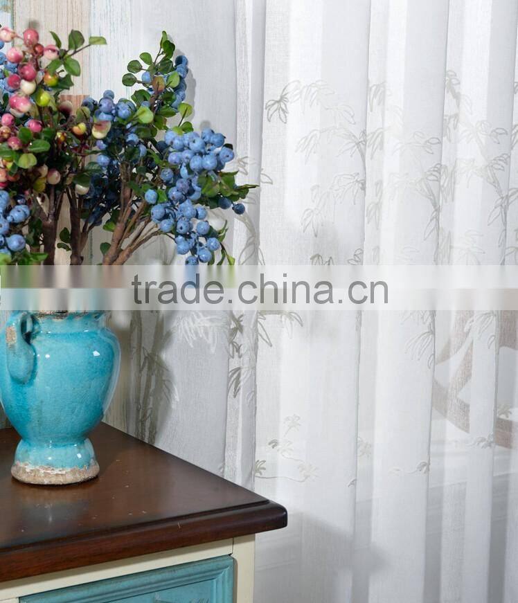 Chinese style 100% polyester embroidered with bamboo sheer fabric