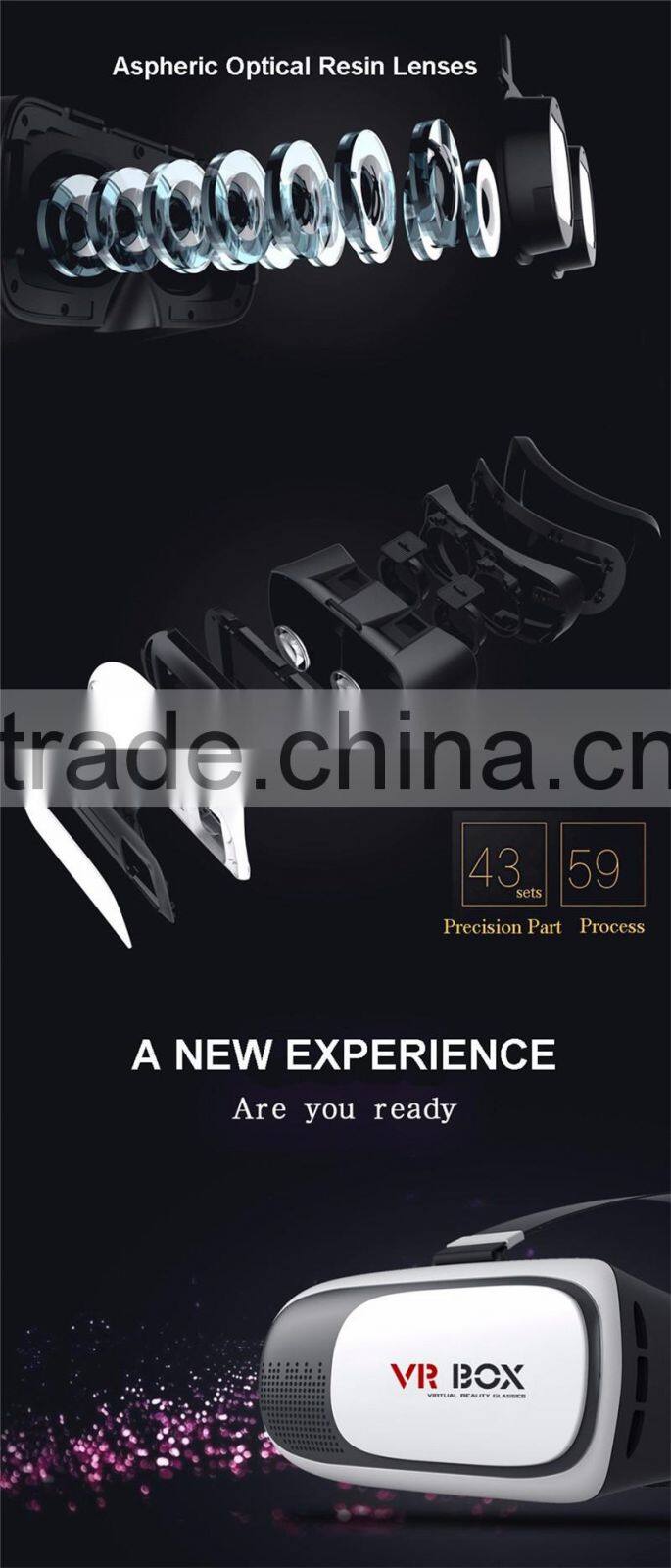 VR Box 2.0 with Joystick Remote Control Professional virtual reality 3d glasses with low price For smart phone/Tablet/Pad