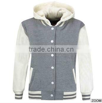 Dull grey bleach color varsity jacket for Unisex wearing