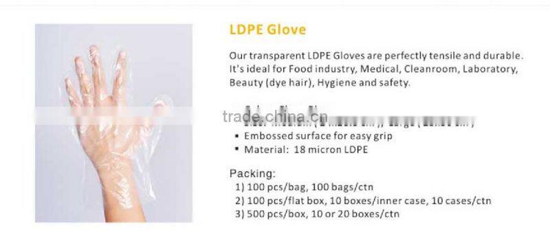 China factory supply waterproof transparent FOOD gloves