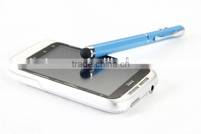 4in1 pen soft stylus touch pen ball pen with LED light and laser for iPhone/iPad