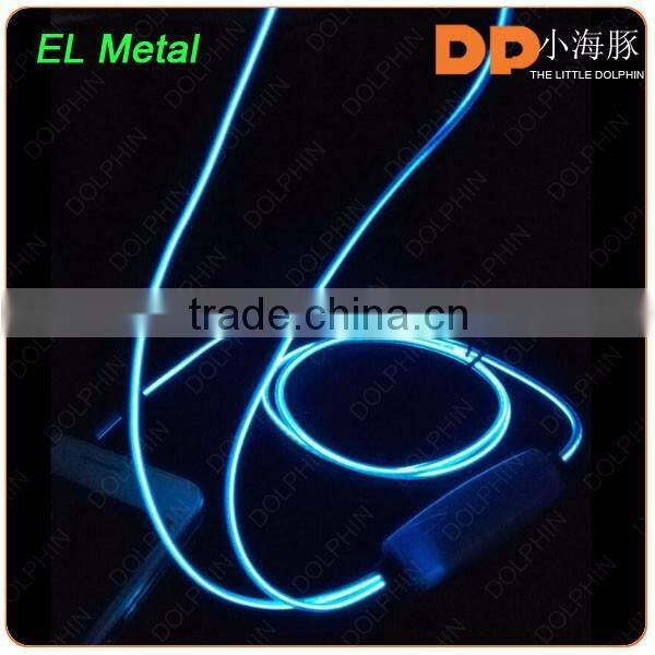 2016 LED glowing headphones noise cancelling 3.5mm EL wired earphone