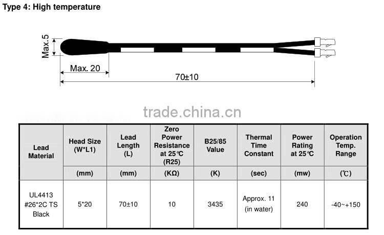 Automobile ntc temperature sensor