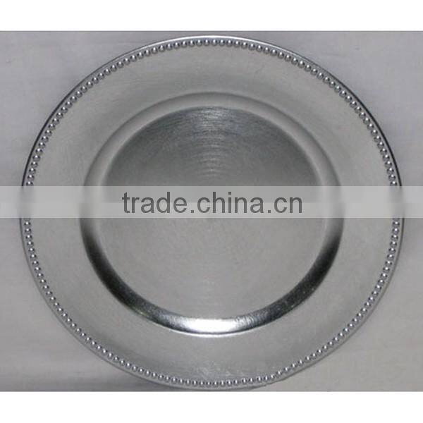 Wholesale Cheap Wedding Clear Gold beaded Glass Charger Plates