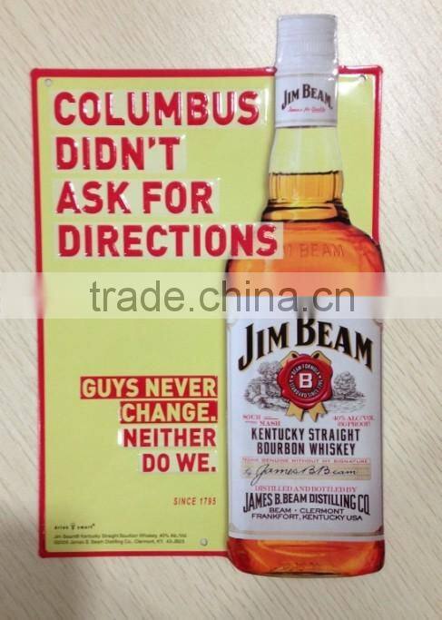 Advertising decorative embossed metal tin plaqe vintgae retro wall tin plaque