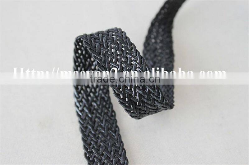 cheap price 100% PU materil black laces trimmings ribbons braids for belt