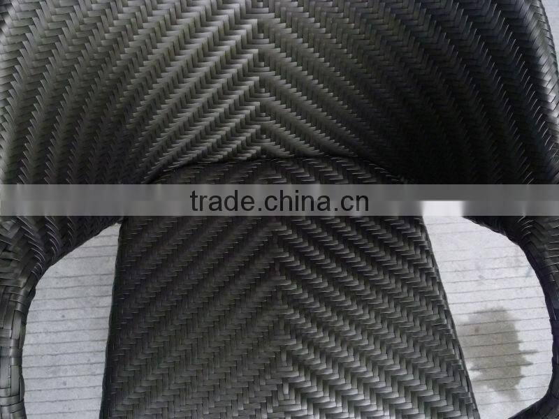 A - modern square glass dining table and wicker stackable chair setting 1883+8058