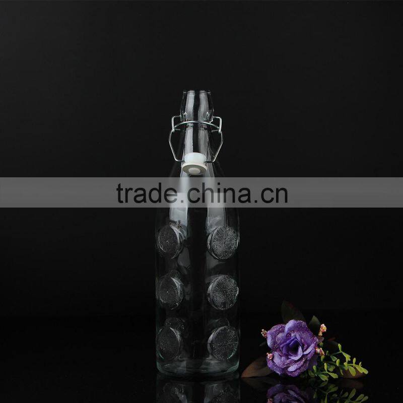 High quality glass oem water bottle with different pattern