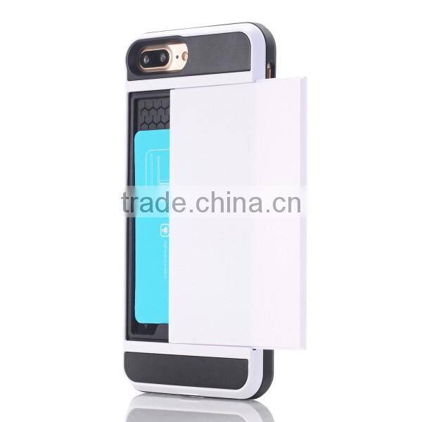 Slide cover card slot phone case TPU + PC material phone hull for iPhone7 7plus