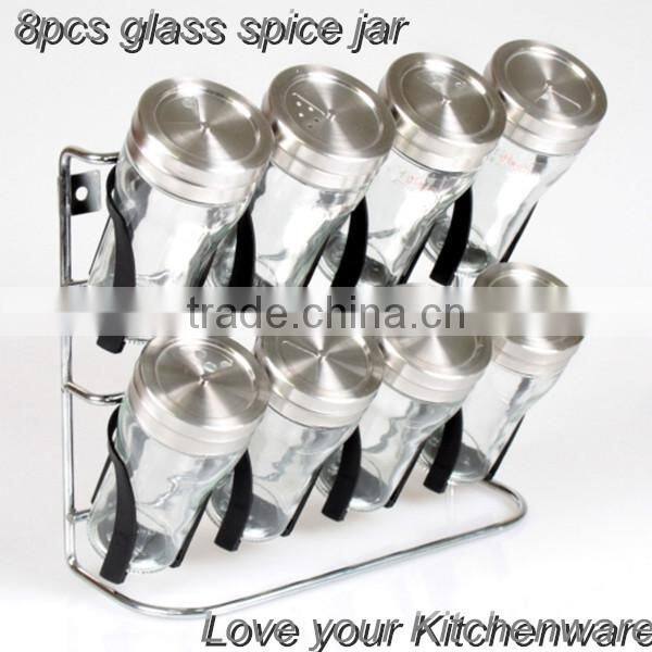 6pcs oval spice jar set with metal rack