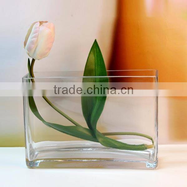 25cm/20cm length clear hande made home decor sqnare vase