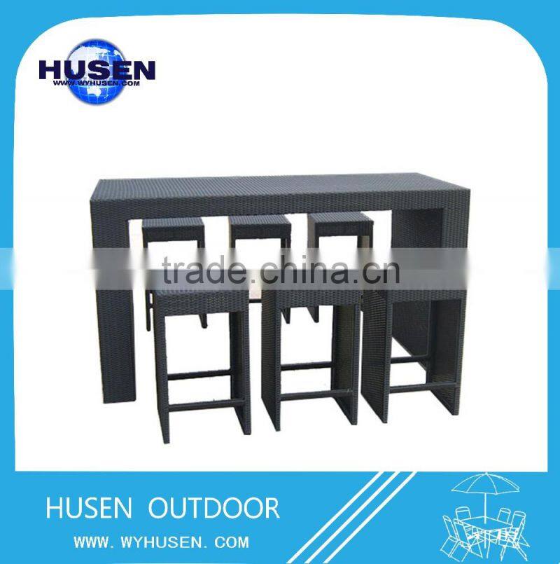 2016 the best sell rattan outdoor table bar table with 6 bar chairs