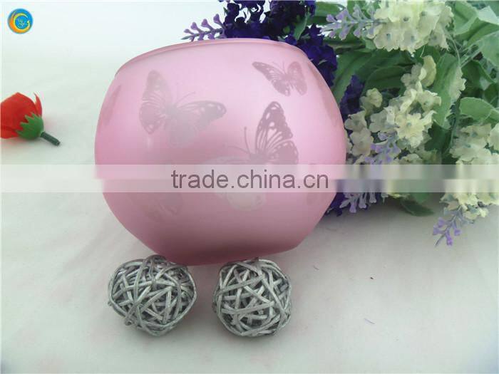Romantic round pink butterfly wedding candlestick