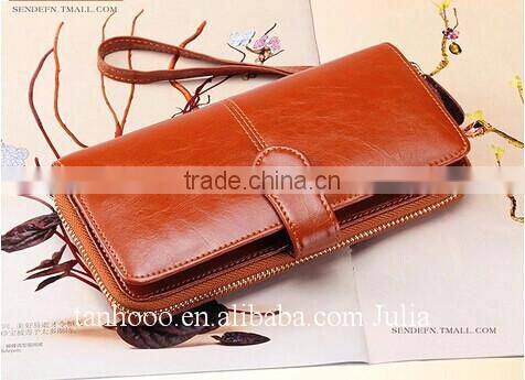 Women leather wallet/zipper ticket wallet/long purse