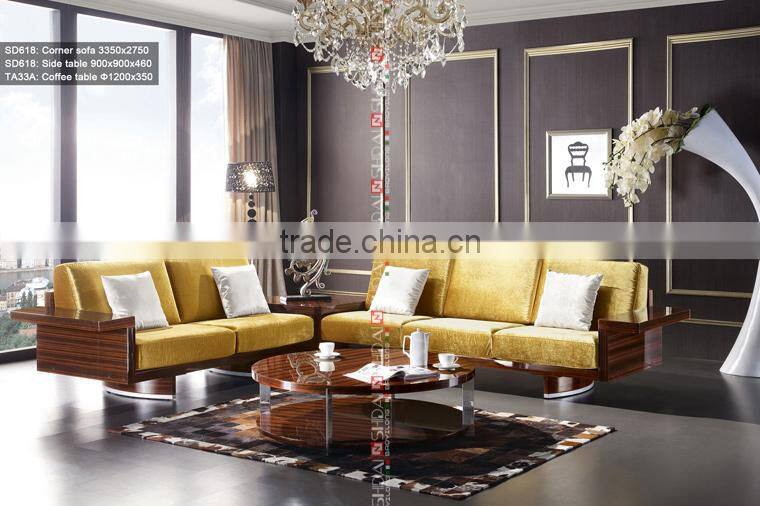 Microfiber/ Velvet Sectional Settee Hotel Lobby Sofa SD618