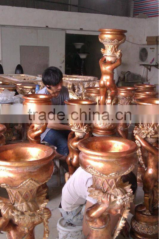 Hand carved polyresin decorative fruit bowl/vase