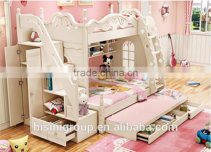 Wooden Kids Bunk Bed with Wardrobe Stairs Bedroom Furniture Bunk for Children Furniture