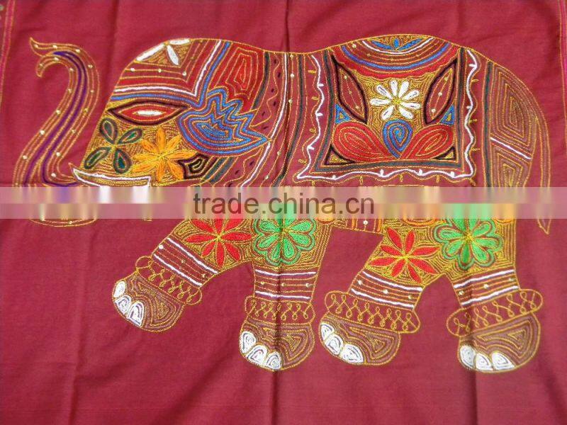 Traditionally Designed Sequins Work Embroidery Work Patchwork Indian Cotton Wall Hanging Elephant