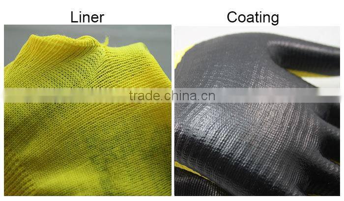 NMSAFETY 13 gauge safety nitrile garden gloves orange polyester U3 liner gloves