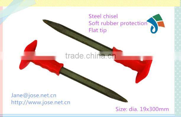 Soft rubber protection flat tip concrete steel chisel