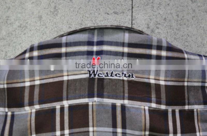 high quality 100%cotton men's long-sleeve checked casual shirts
