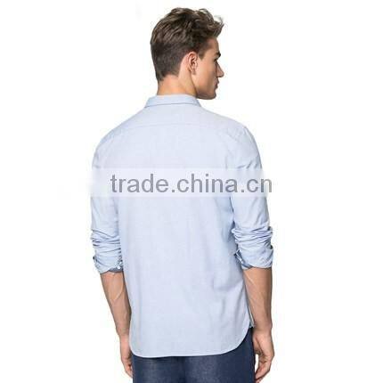 Turn-down Collar blank slim fit shirts cotton long sleeve casual shirts for men