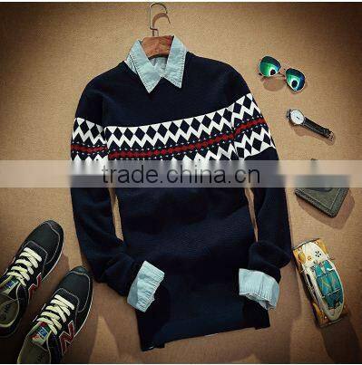 GZY new long sleeve men sweater intarsia sweater