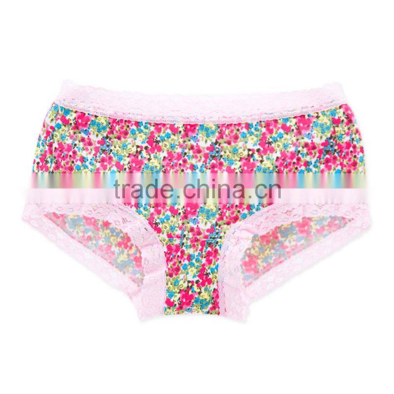 Factory Custom Cheapest Printing 95% Cotton 5% Spandex with Lace Sexy Fancy Woman Underwear