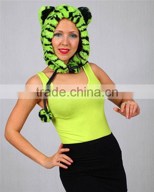 2014 hot sale comfortable long scarf animal face trapper hood hat