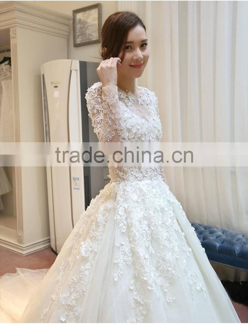 Custom Made White See Through Women Wedding Dress Empire Vintage Floor Length Princess Party Dress YDYS15B0201