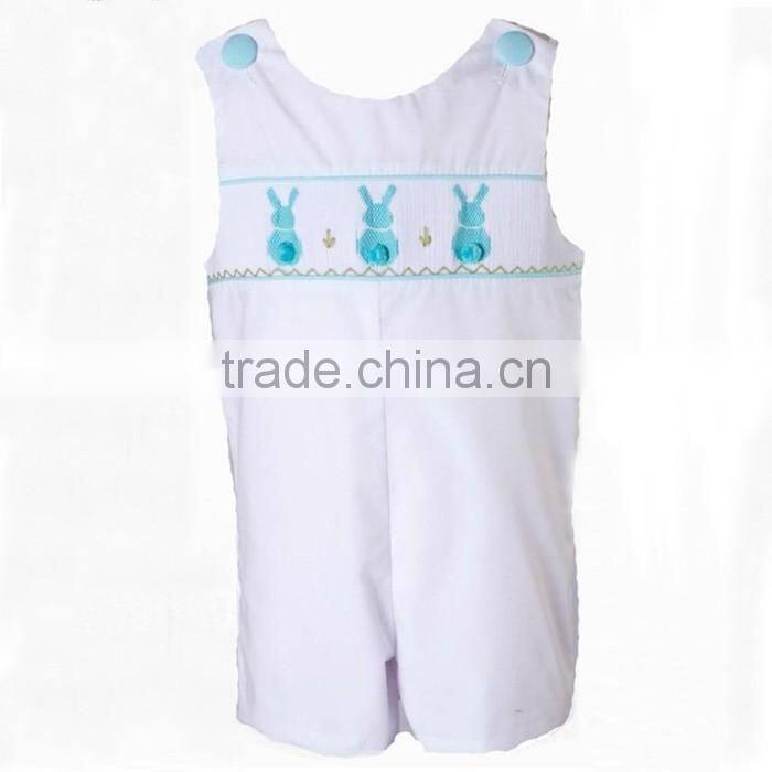 Baby GirlsBoys Cotton Bunnies Embroidered Easter Kids Custom Smocked Overalls