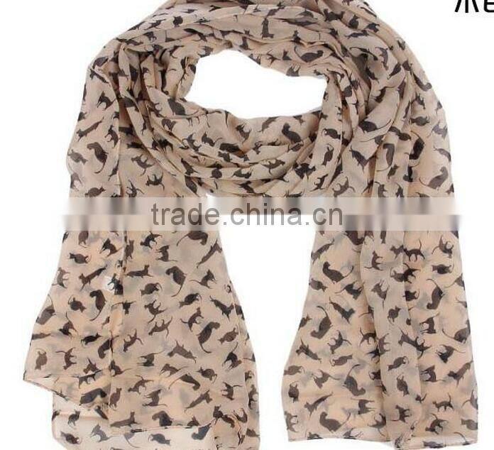 whoelsale retail trendy ladies initial spring summer cat scarf