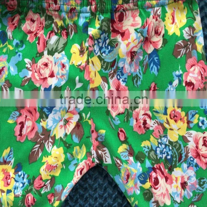 LY-048 latest design cute children green flower baby girl icing ruffle pant kids trousers 2016