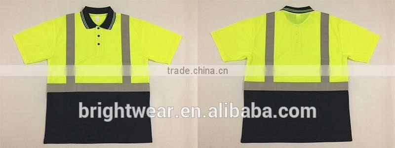 Hi vis 100% polyester reflective birdeye safety flame retardant polo shirt