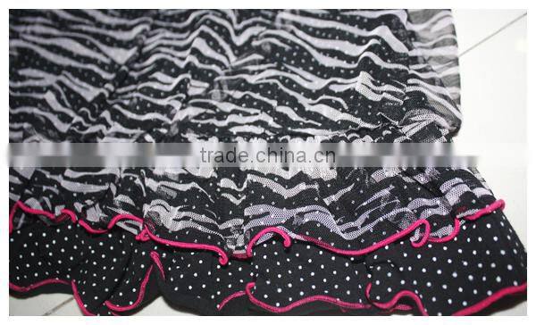 Wholsale new summer fashion style black cvc floral chiffon bonny mini kids girls fake two piece t shirt