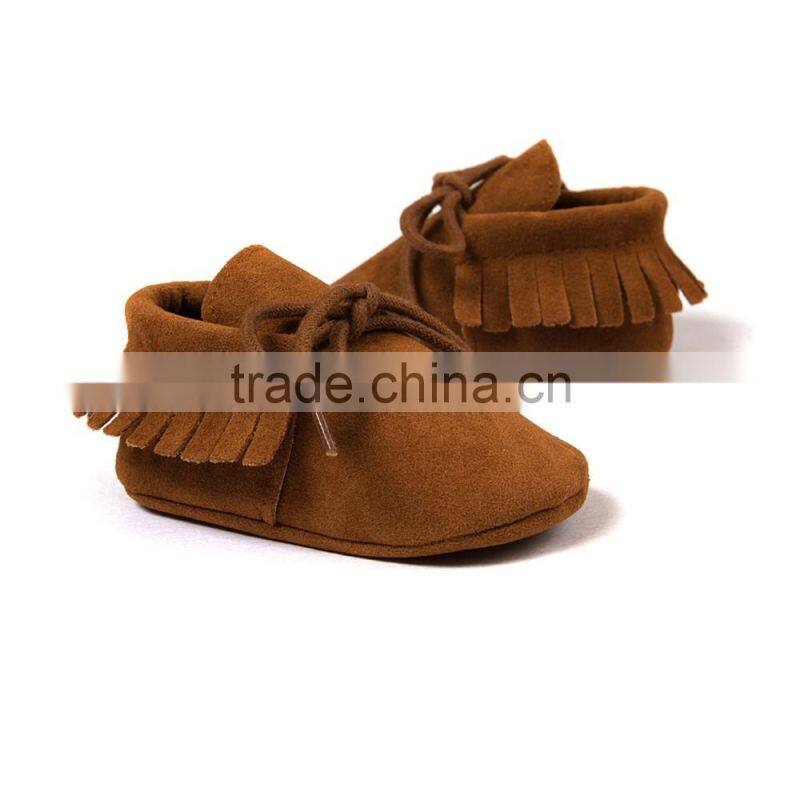 Fringed baby moccains with strings, string baby moccains