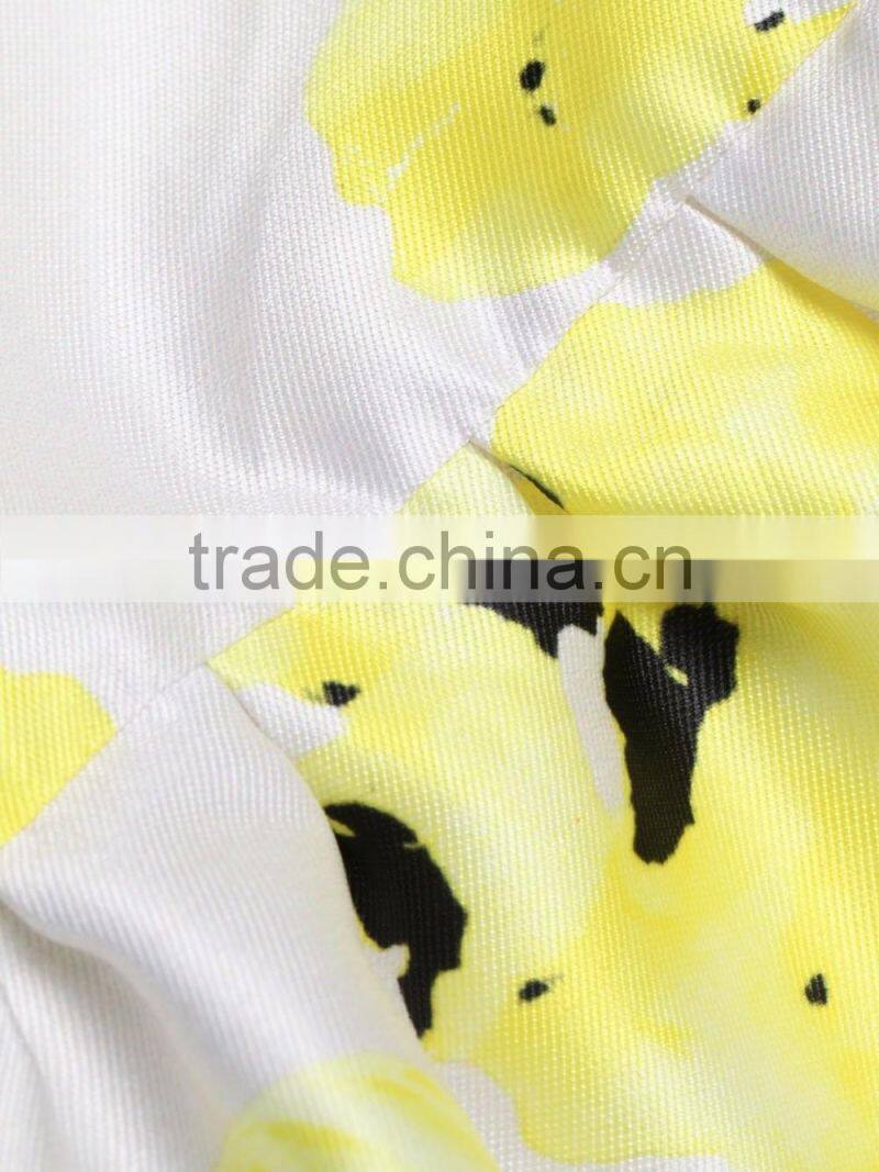 Girls full printing falbala sleeveless Peplum dress