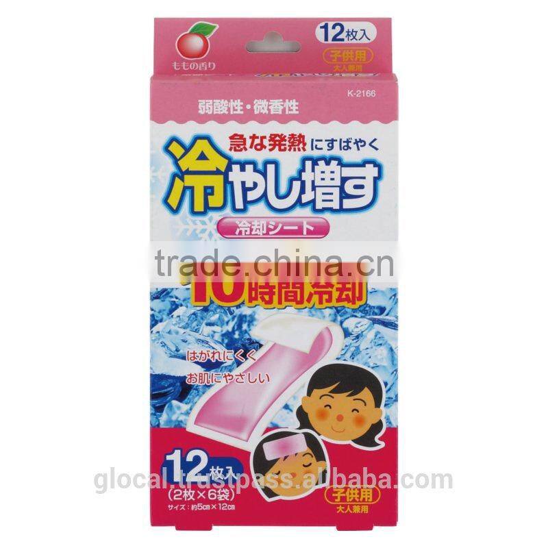 Japan Cooling Gel Sheets Peach Scent for children 12sheets/case Wholesale