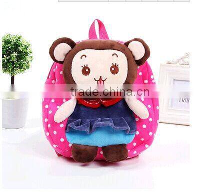 plush monkey backpack for kids/plush animal toy backpack