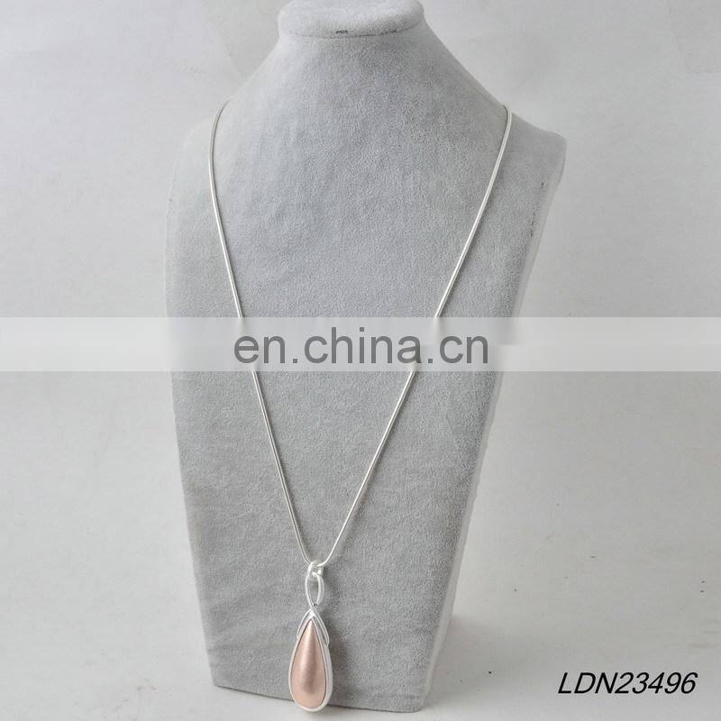 Mixed Color Metal Necklace Teardrop Pendant