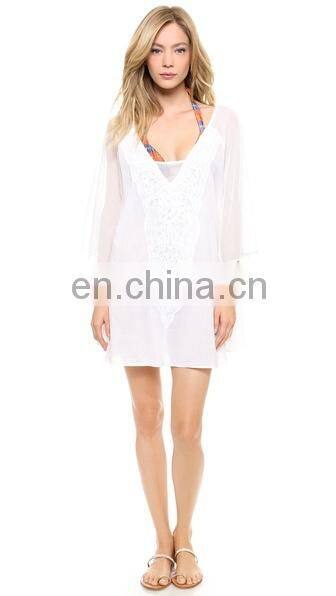 Hot see-though lace sexy woman beach dress kaftan