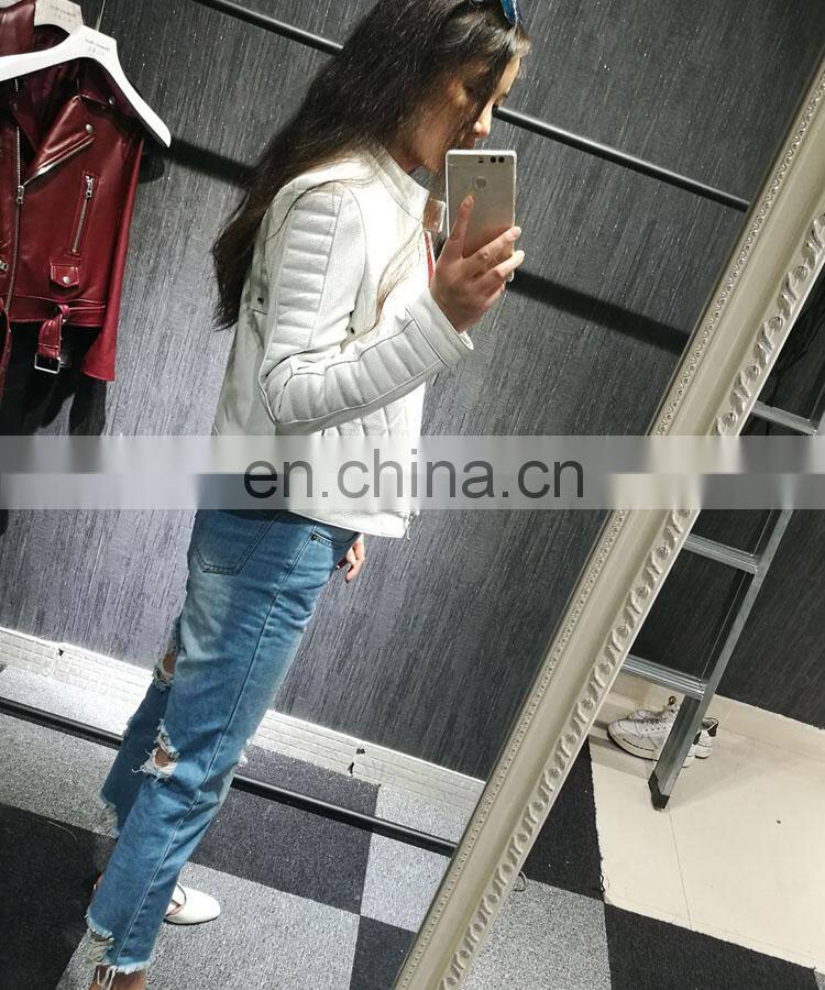 Wholesale Fashion Clothes Cheap Floral Real Leather Jacket Girl