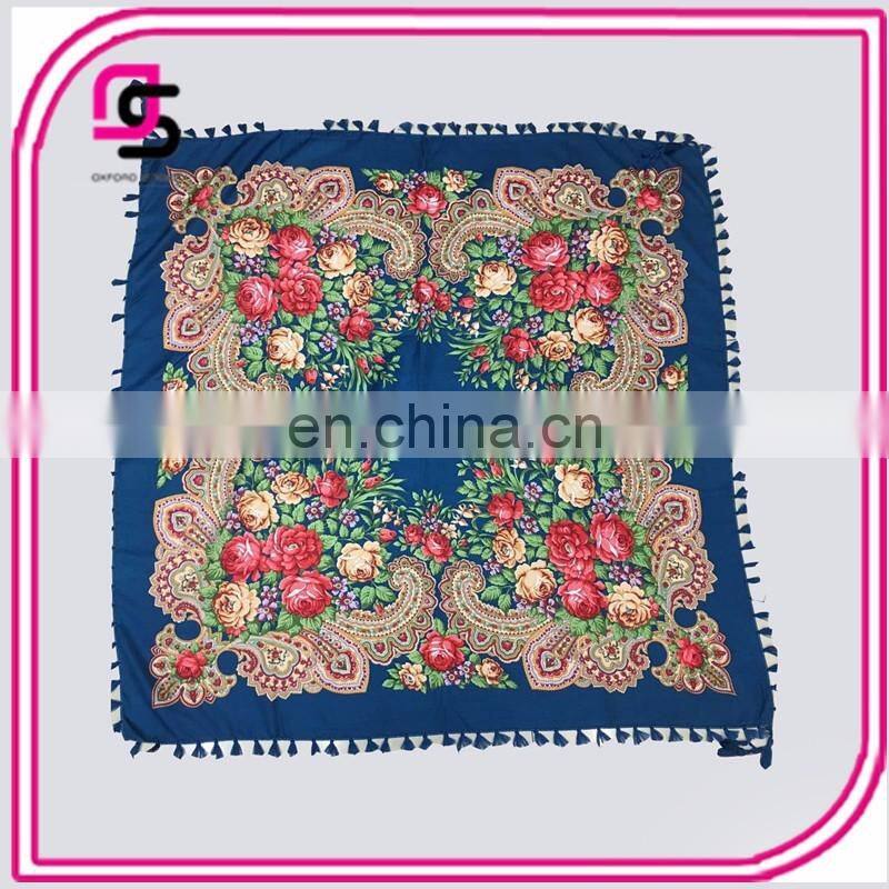 New design hot sale custom printed women long scarf with tassels