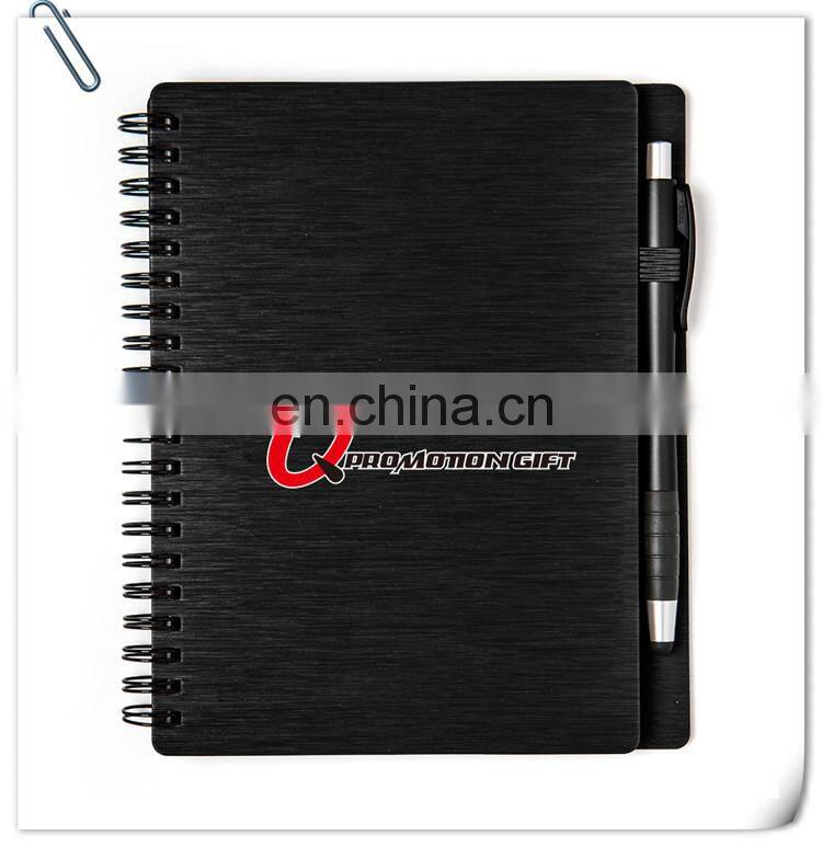 mercury spiral round 70sheets lined notebook set with stylus ball pen and solid metallic textured cover