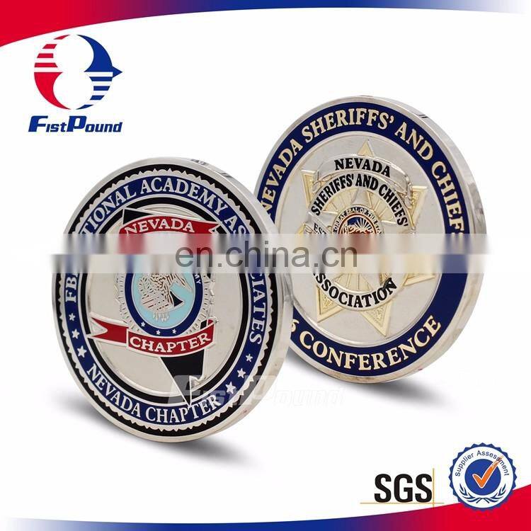 Hard enamel coin about silver plated