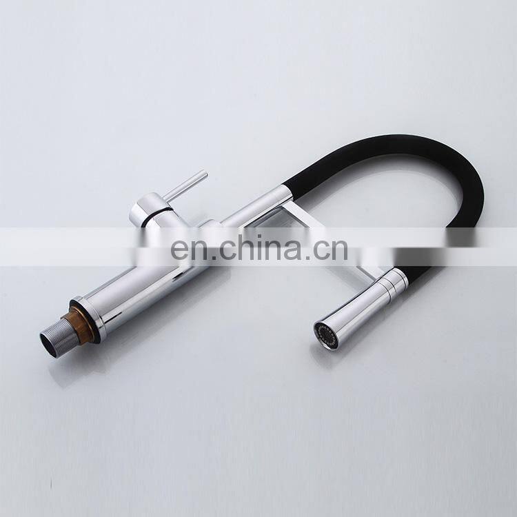 High technology polishing plated flexible hose pull out kitchen mixer faucet