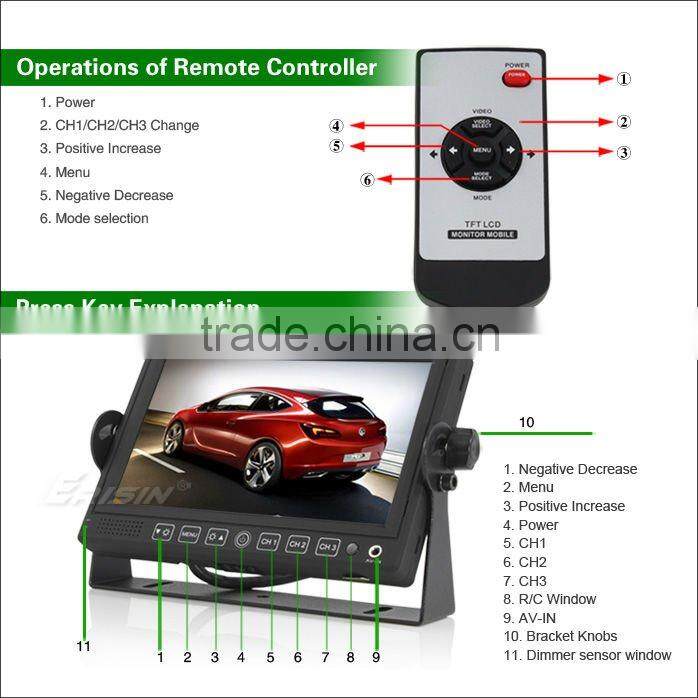 ES312 Erisin Truck 7" HD Color TFT LCD Monitor Sunvisor CCD Rear View Camera