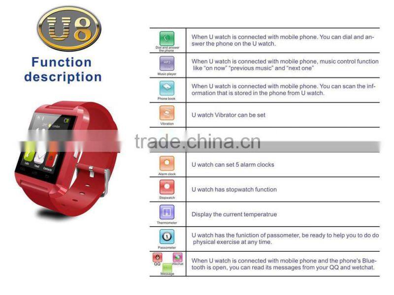 Smart watch android phone/android smart watch/smart watch Mobile watch U8 watch