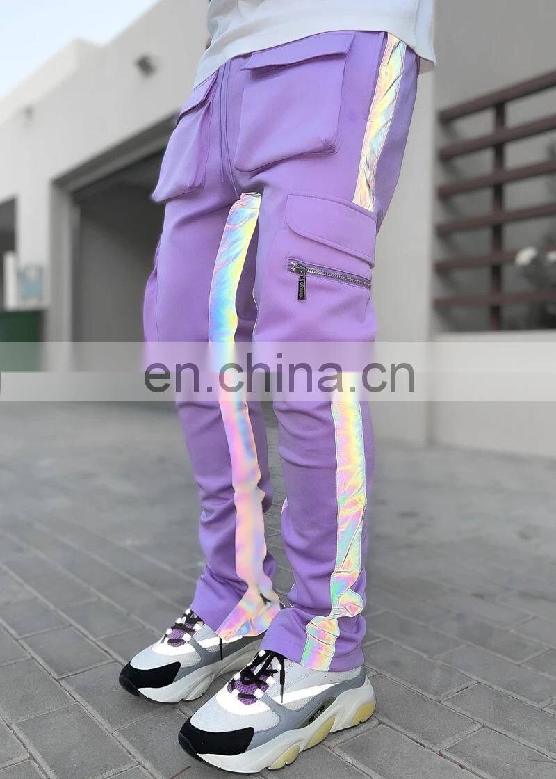 New foreign trade night running reflective strip men's casual pants men's trendy brand hip-hop reflective feet men's pants